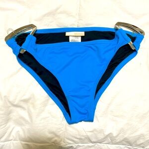 MICHAEL Michael Kors Blue Bikini Bottom - silver Hardware Size Medium